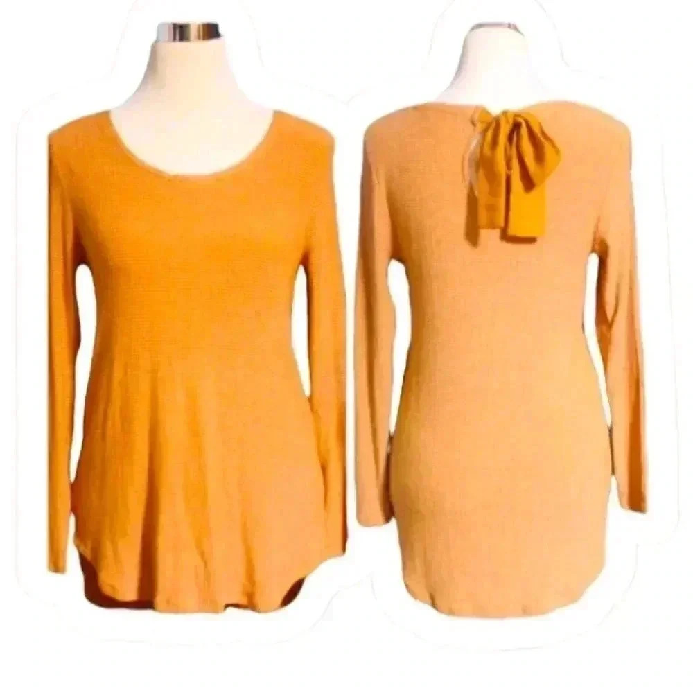 LC Lauren Conrad Orange Striped Tunic Top